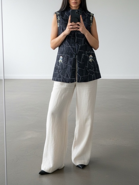 Vintage Jackets & Blazers - Vintage Asian  quilted embroidered vest